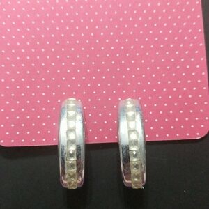 Vintage Silver Tone Rhinestone Clip On Statement Earrings